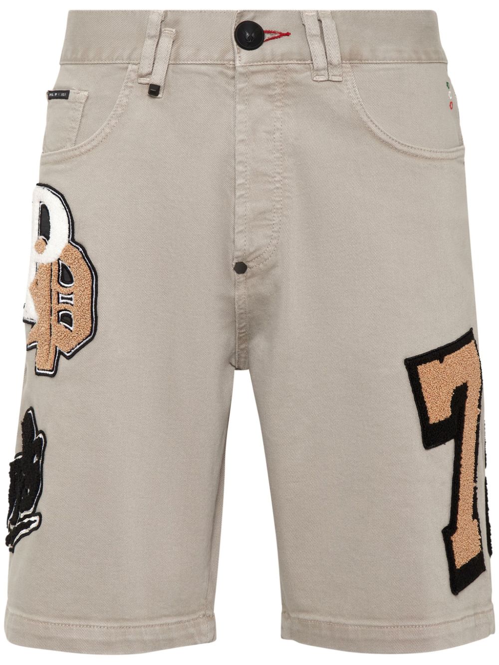 Philipp Plein patch-detail denim shorts - Neutrals von Philipp Plein