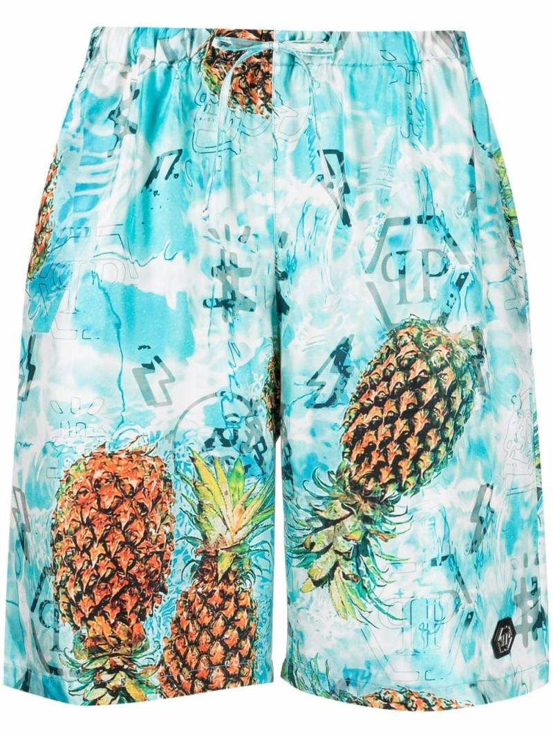 Philipp Plein pineapple print lounge shorts - Blue von Philipp Plein