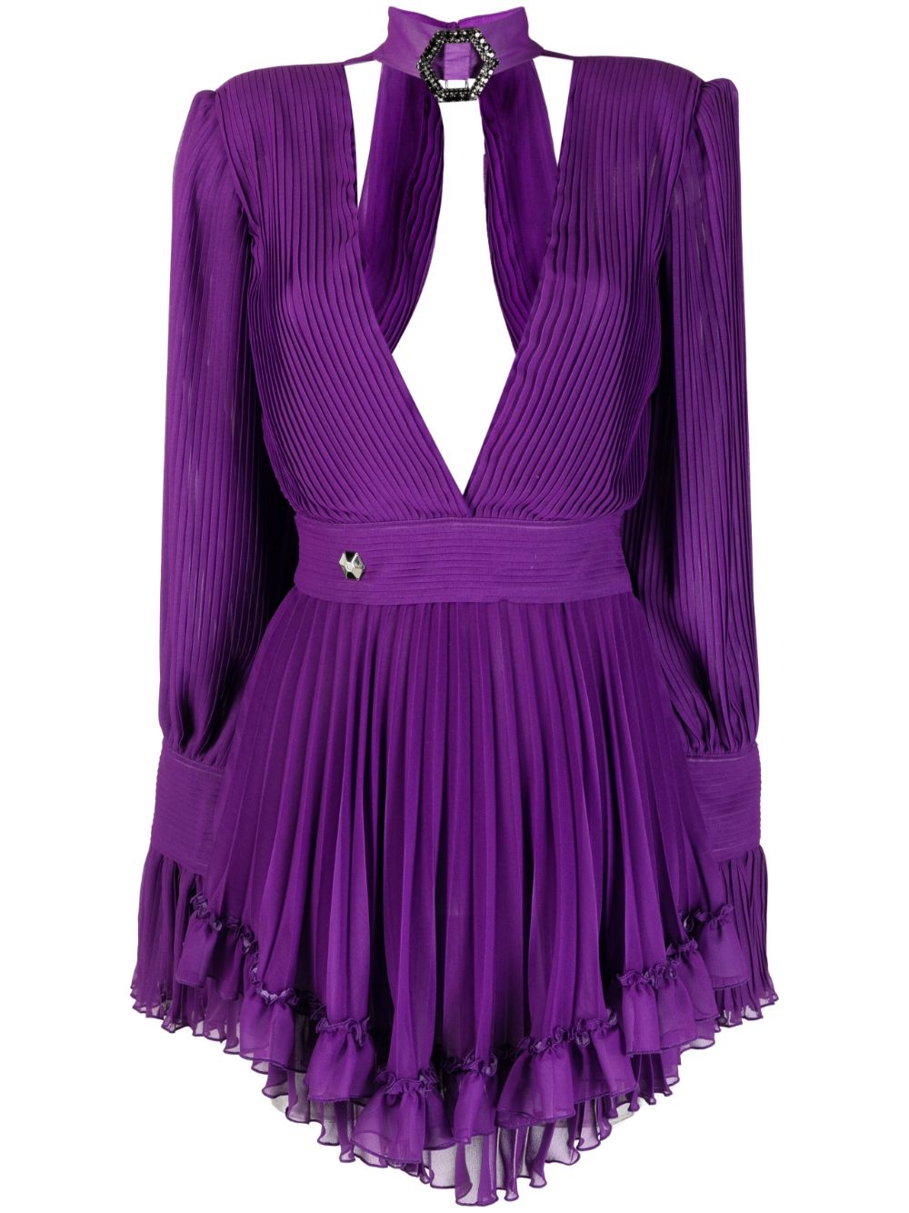 Philipp Plein plunging V-neck pleated dress - Purple von Philipp Plein