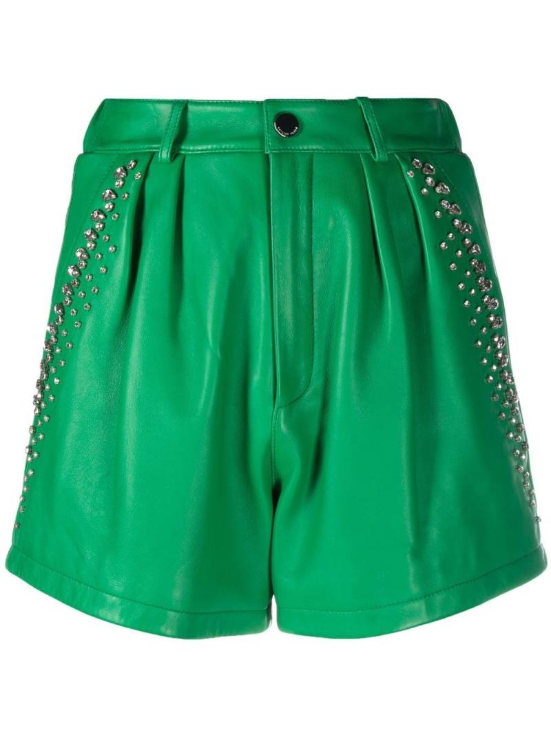 Philipp Plein rhinestone-embellished leather shorts - Green von Philipp Plein