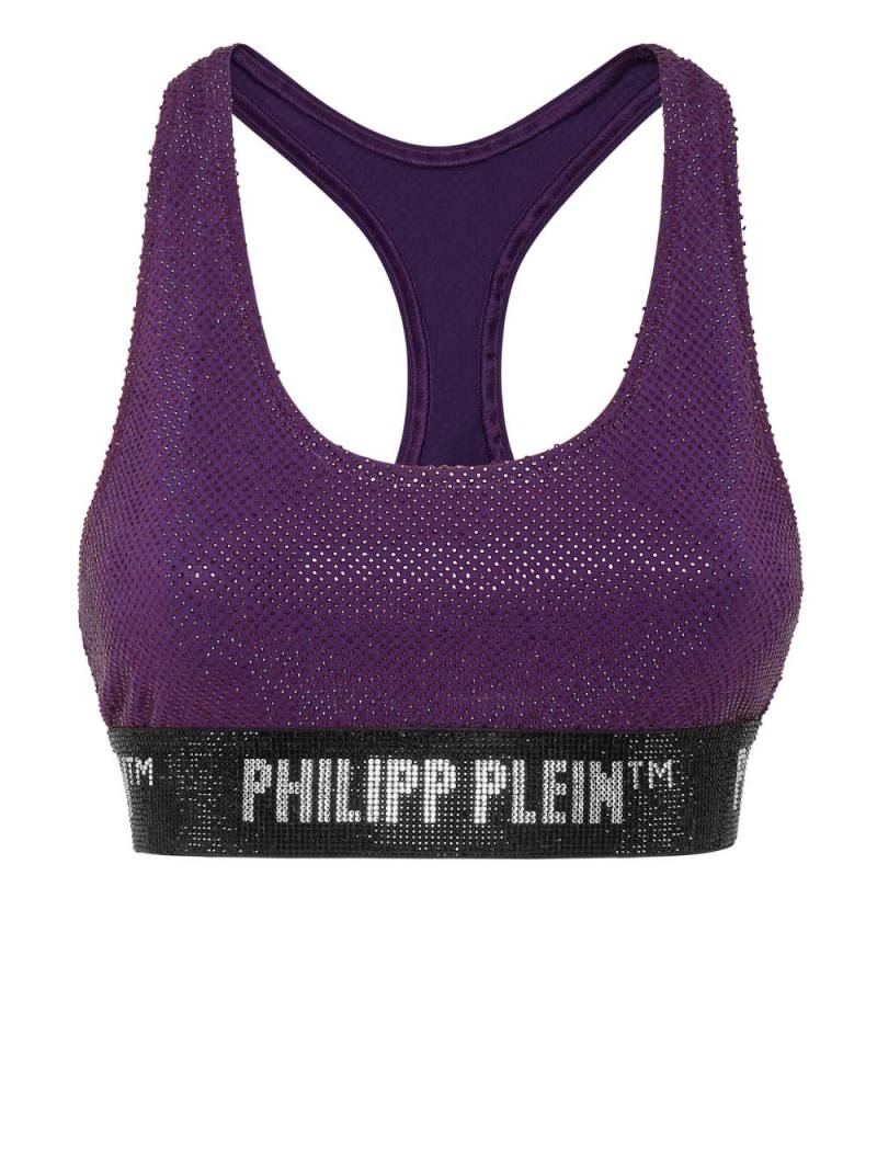 Philipp Plein rhinestone-embellished racerback bra - Purple von Philipp Plein