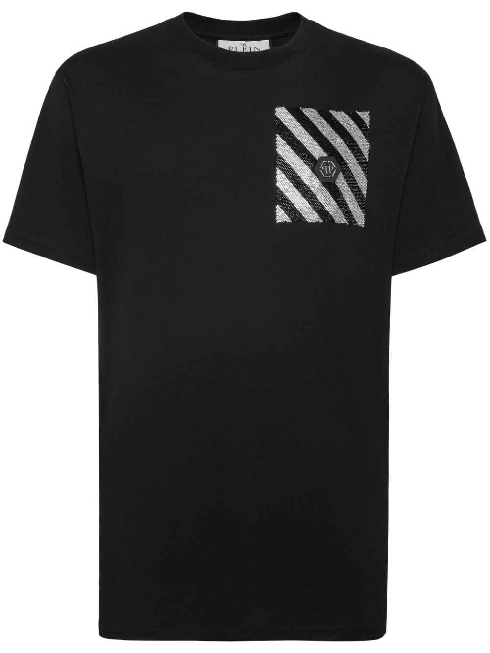 Philipp Plein rhinestone-embellished striped T-shirt - Black von Philipp Plein