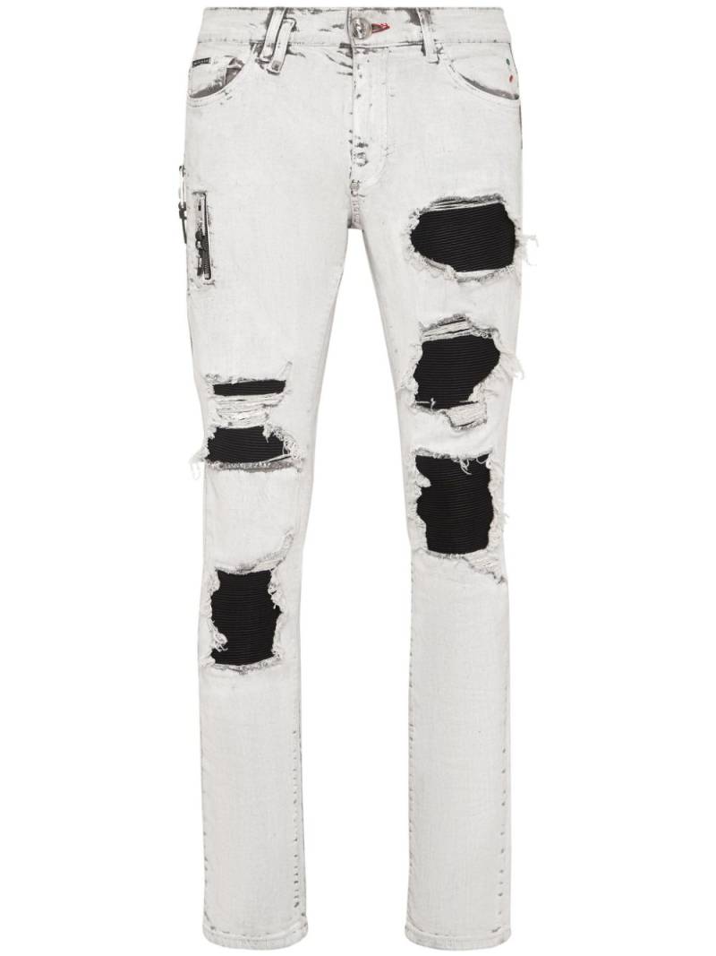 Philipp Plein ripped stonewashed skinny jeans - White von Philipp Plein