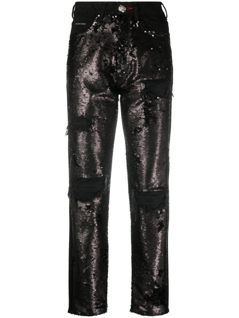 Philipp Plein sequin-embellished high-waisted jeans - Black von Philipp Plein