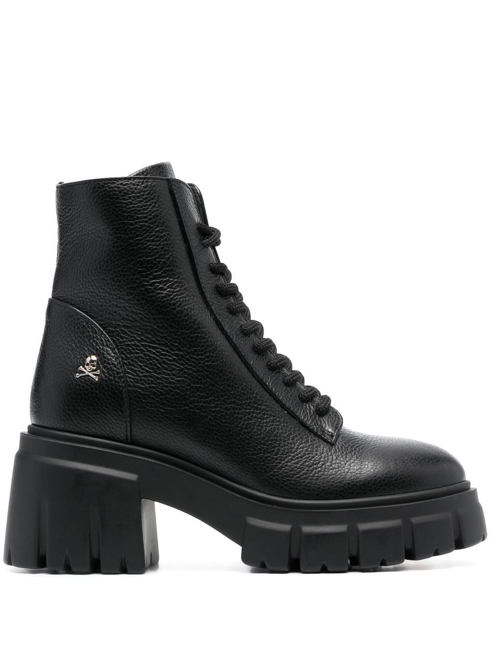 Philipp Plein shearling lined lace-up leather ankle boots - Black von Philipp Plein