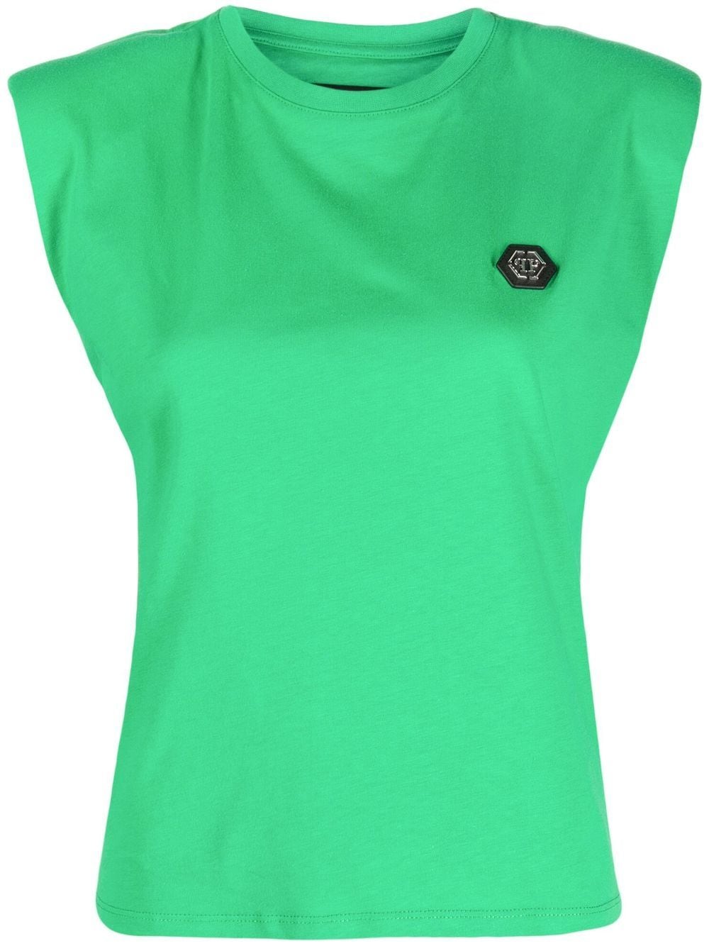 Philipp Plein shoulder-pads logo-patch tank top - Green von Philipp Plein