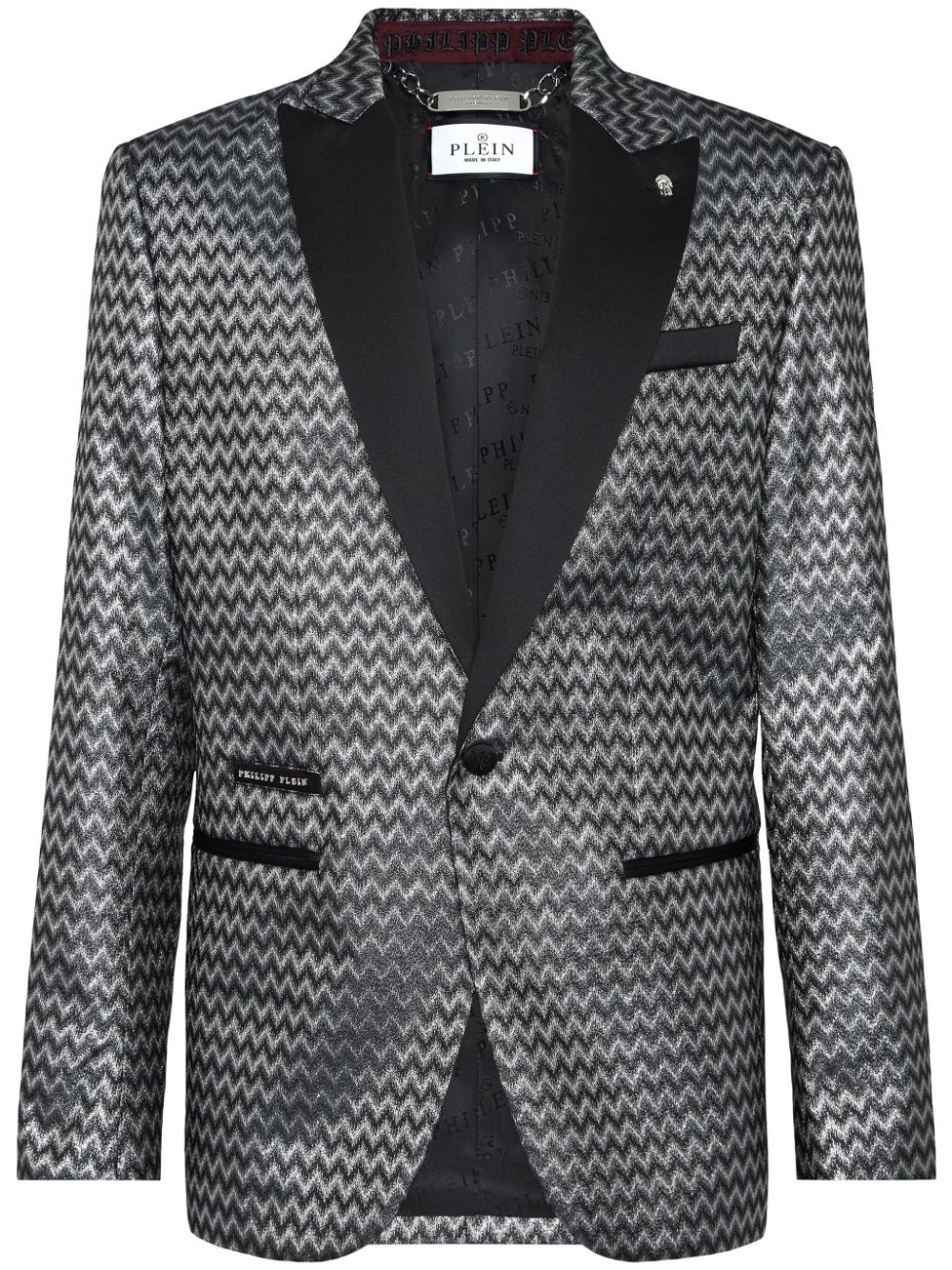 Philipp Plein single-breasted jacquard blazer - Black von Philipp Plein