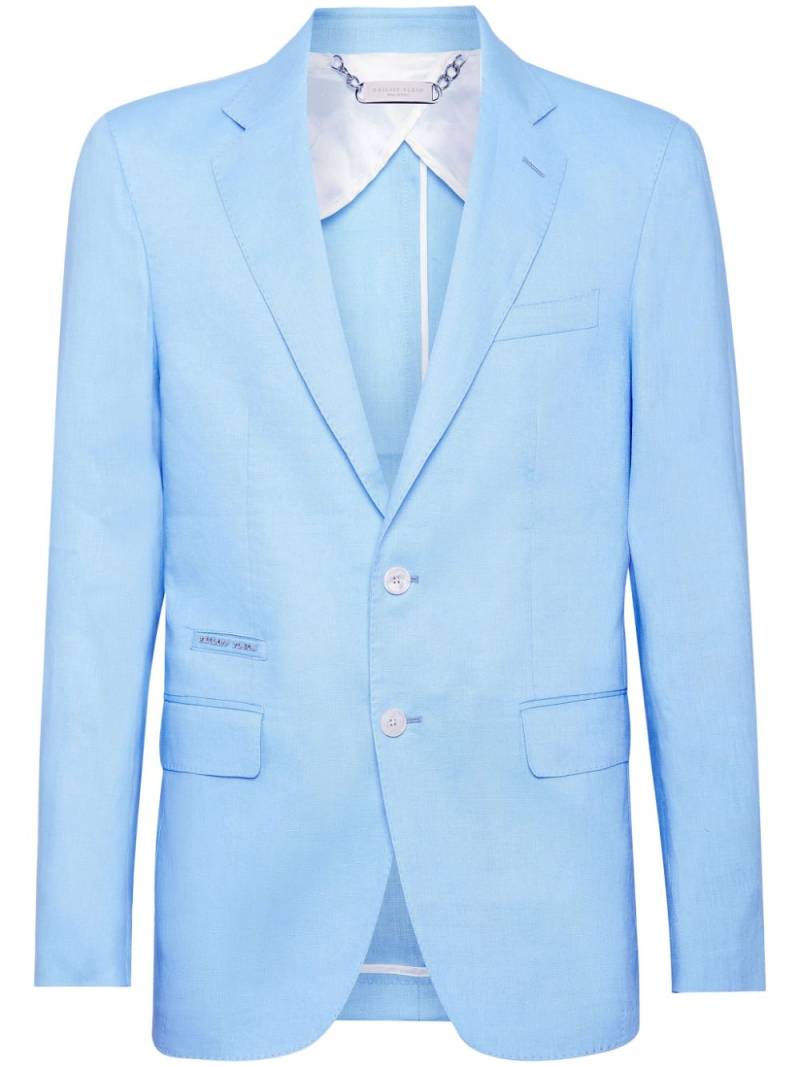 Philipp Plein single-breasted linen blazer - Blue von Philipp Plein