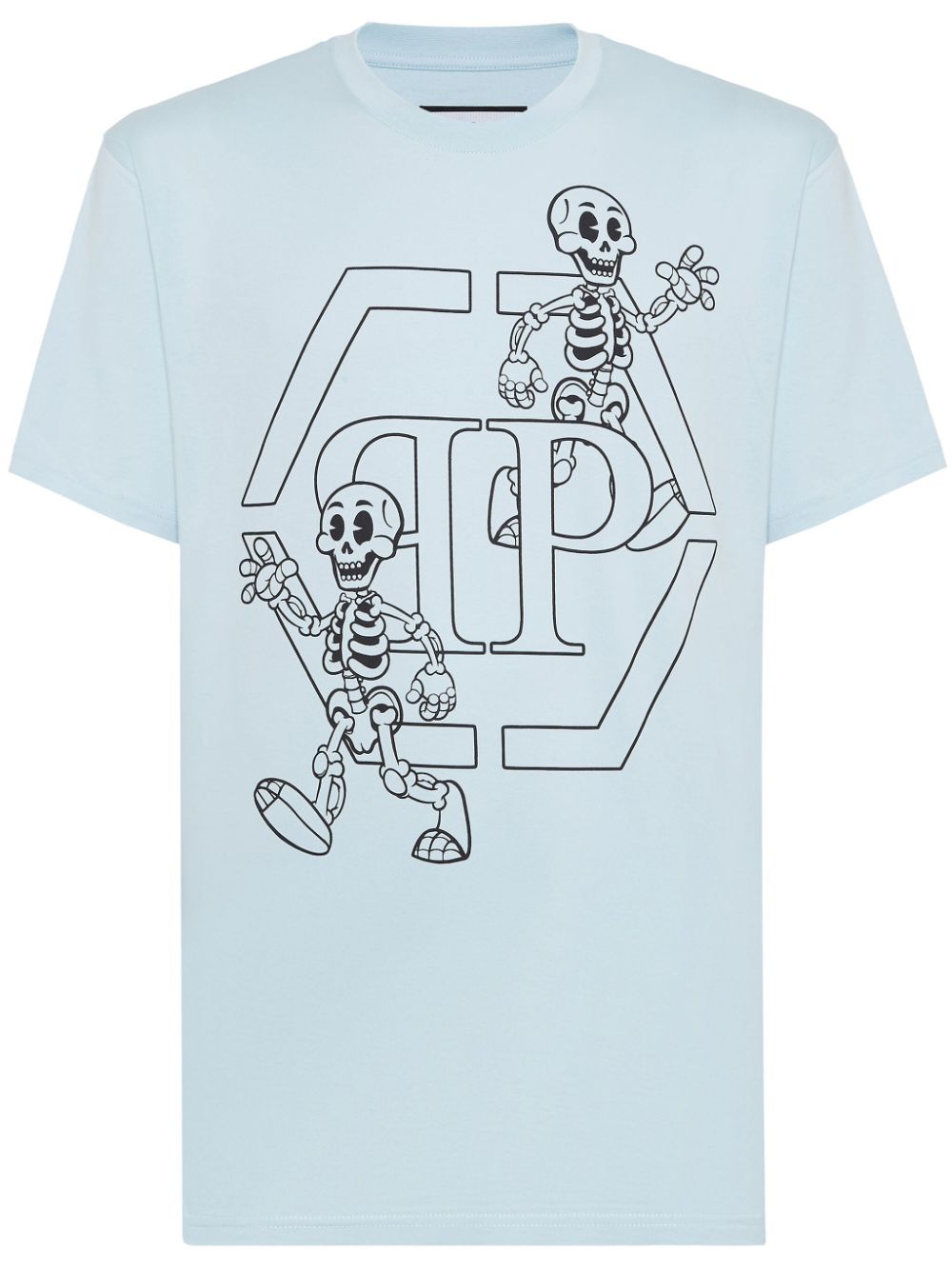 Philipp Plein skeleton-print cotton T-shirt - Blue von Philipp Plein