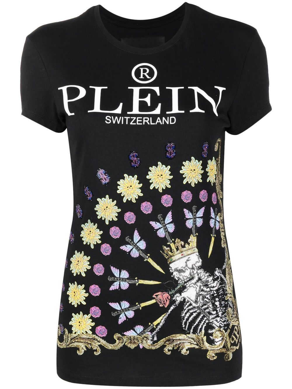 Philipp Plein skeleton-print round neck T-shirt - Black von Philipp Plein