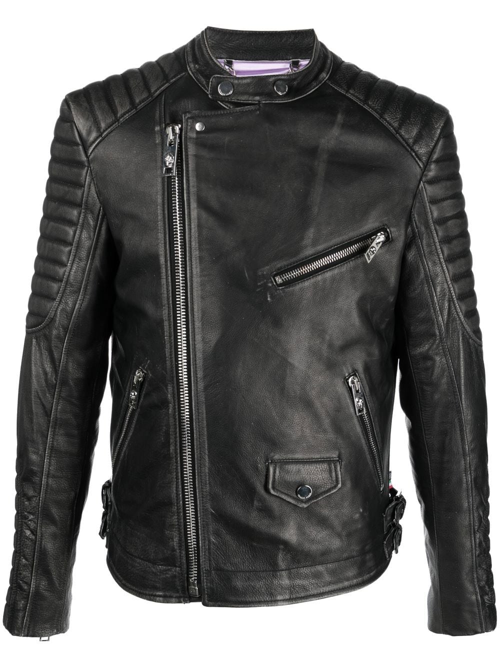 Philipp Plein skull bones metallic leather jacket - Black von Philipp Plein