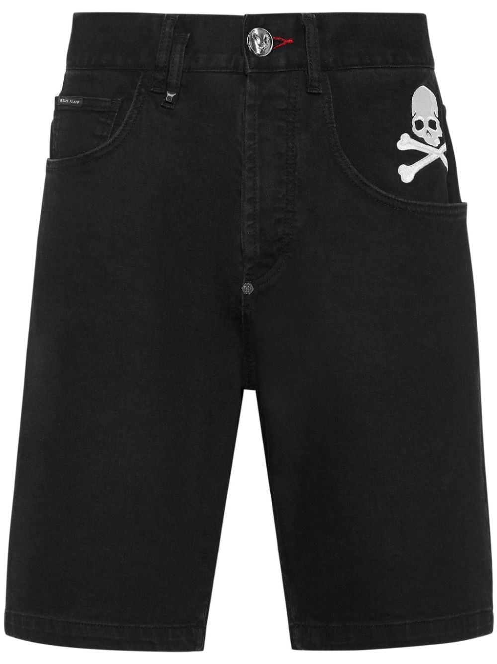 Philipp Plein skull-embroidered denim shorts - Black von Philipp Plein