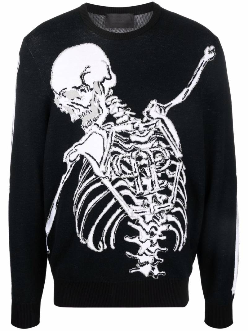 Philipp Plein skull-knit cotton-merino jumper - Black von Philipp Plein