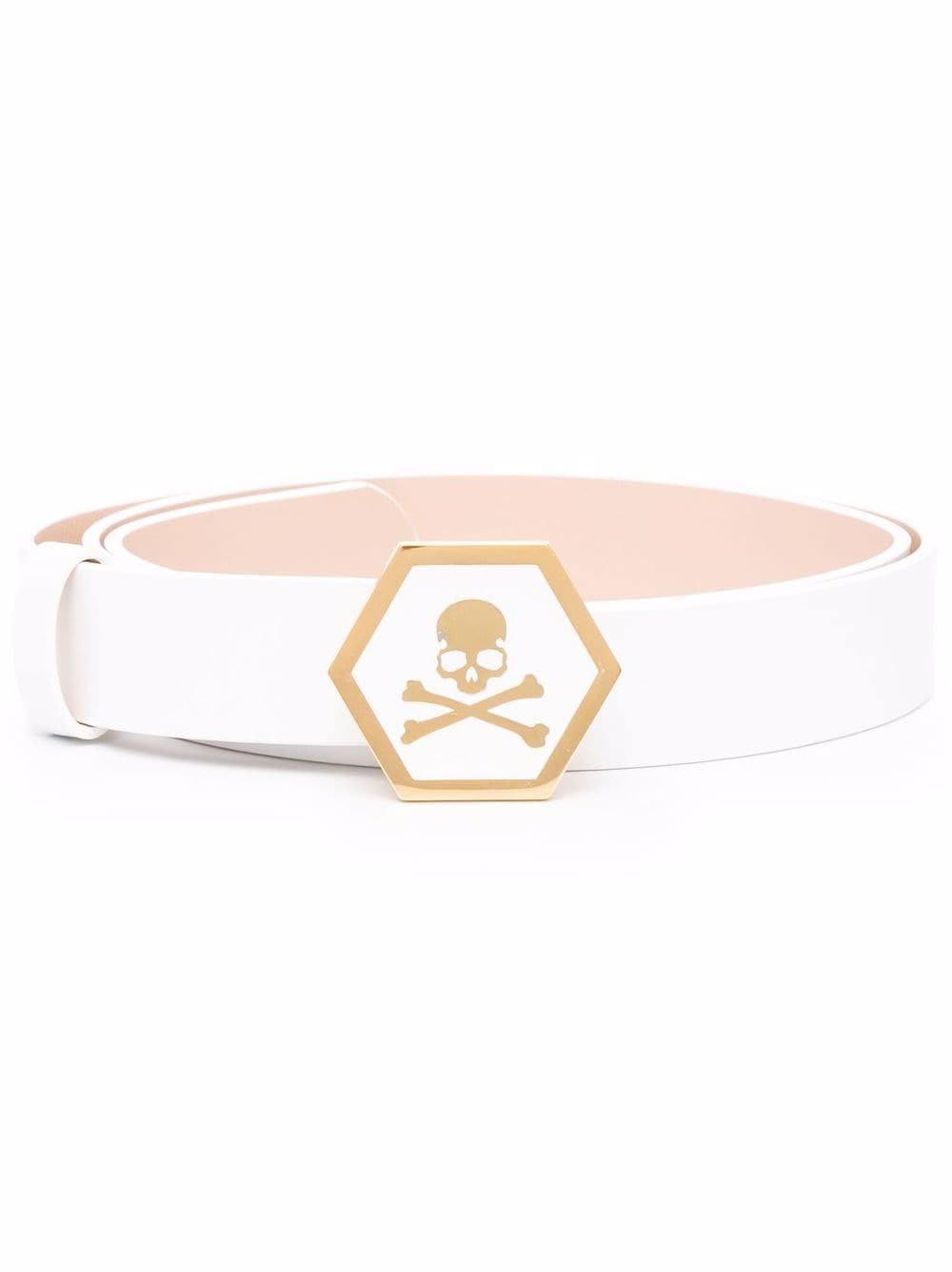 Philipp Plein skull-motif leather belt - White von Philipp Plein