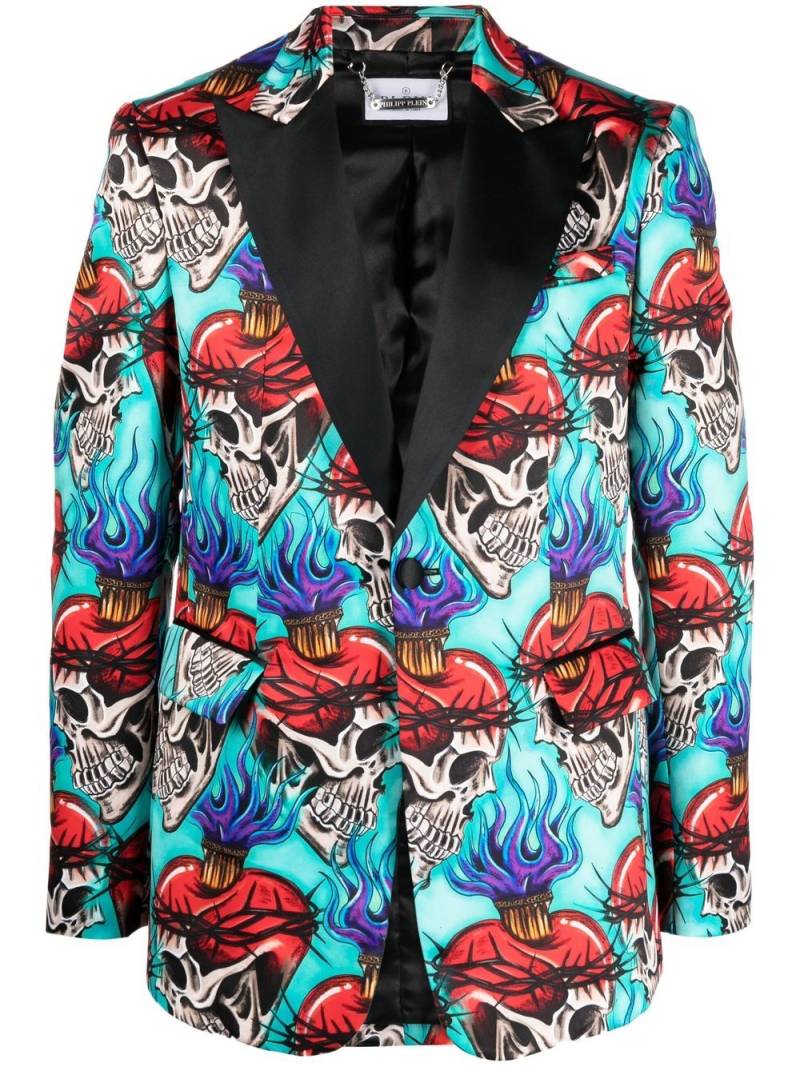 Philipp Plein skull-print blazer - Blue von Philipp Plein