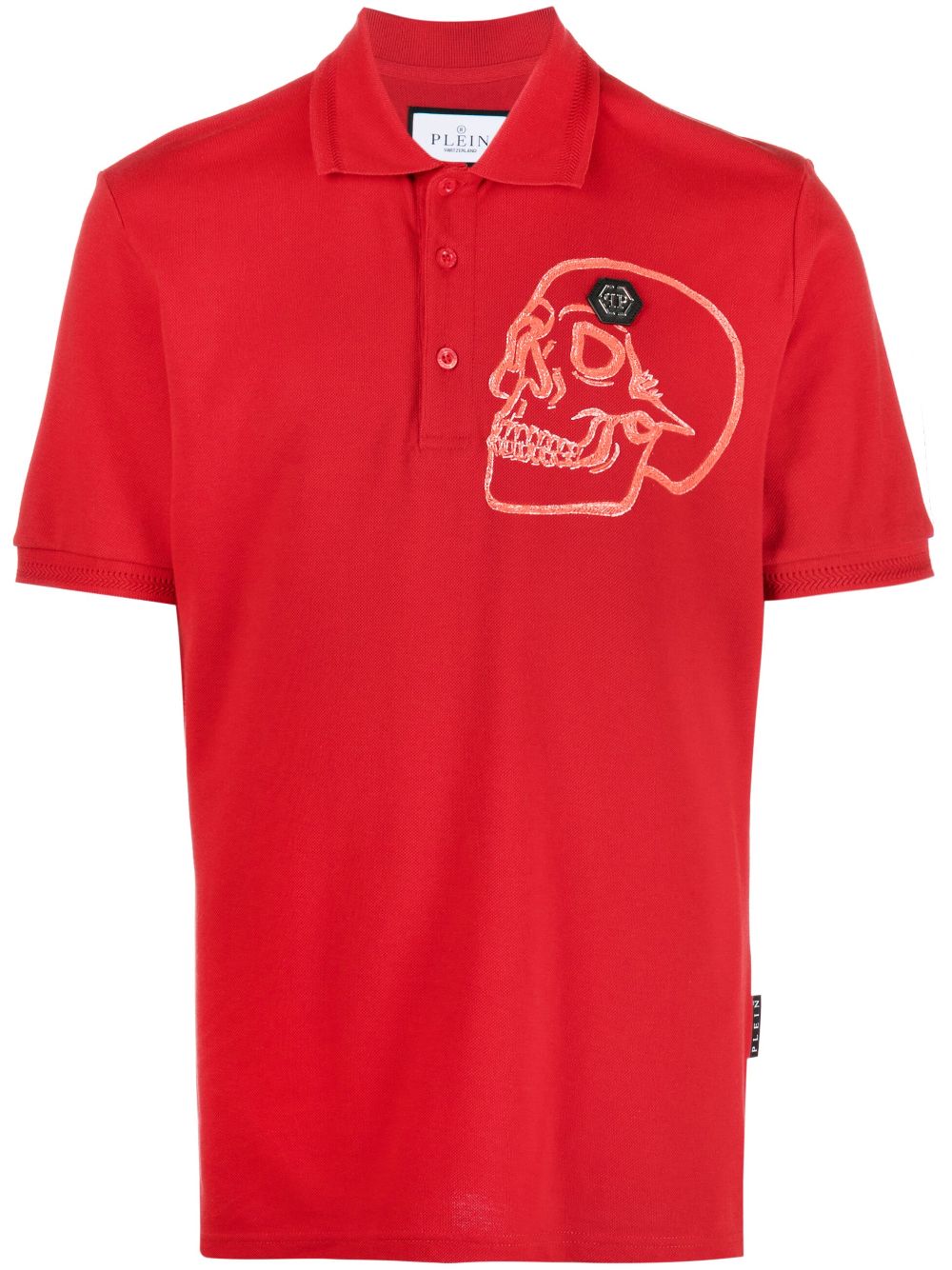 Philipp Plein skull-print cotton polo shirt - Red von Philipp Plein