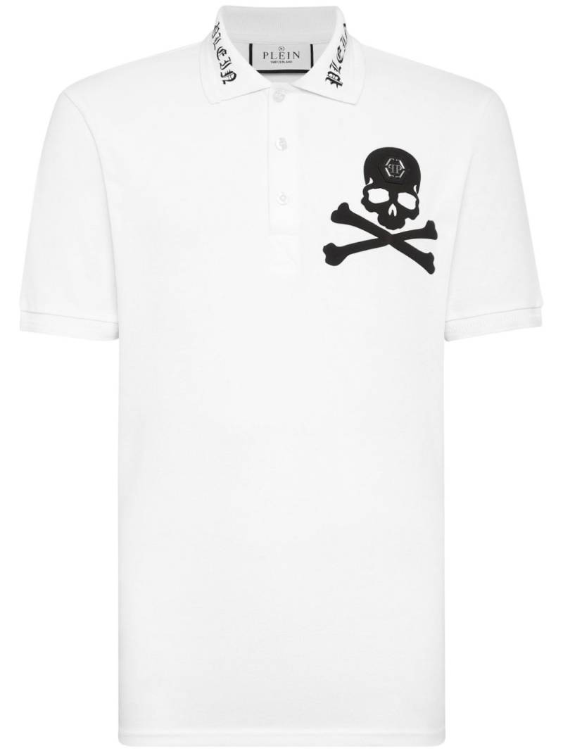 Philipp Plein skull-print cotton polo shirt - White von Philipp Plein