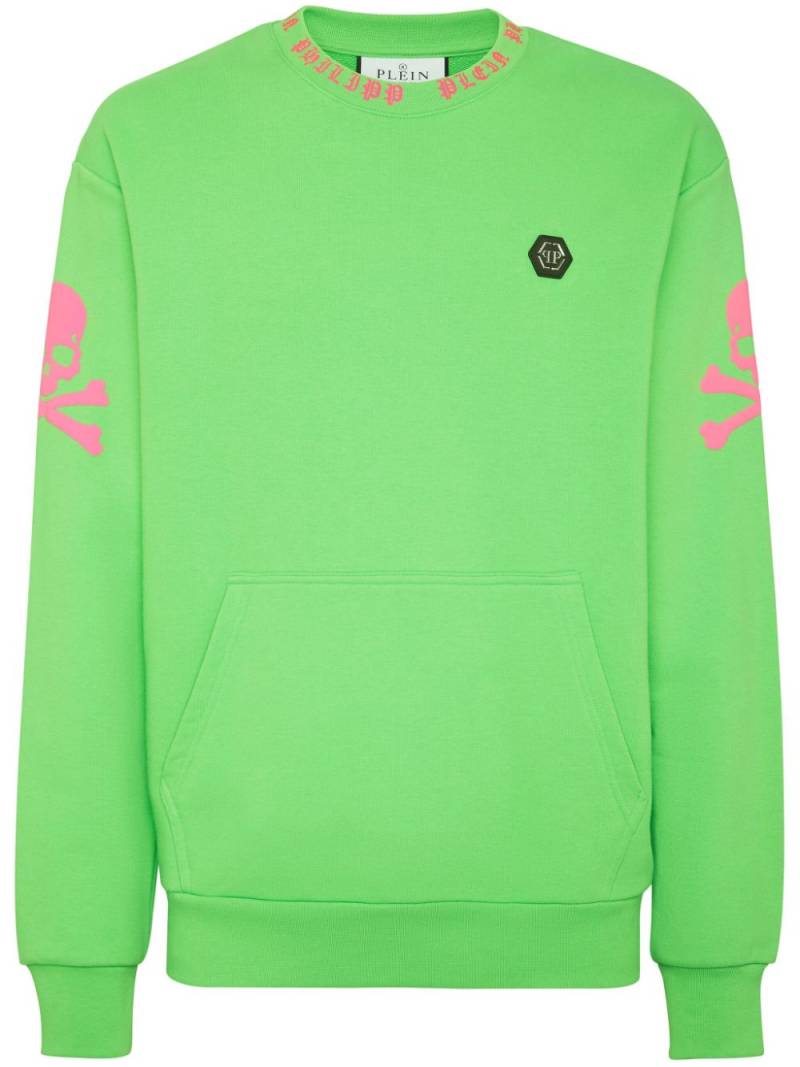 Philipp Plein skull-print cotton sweatshirt - Green von Philipp Plein