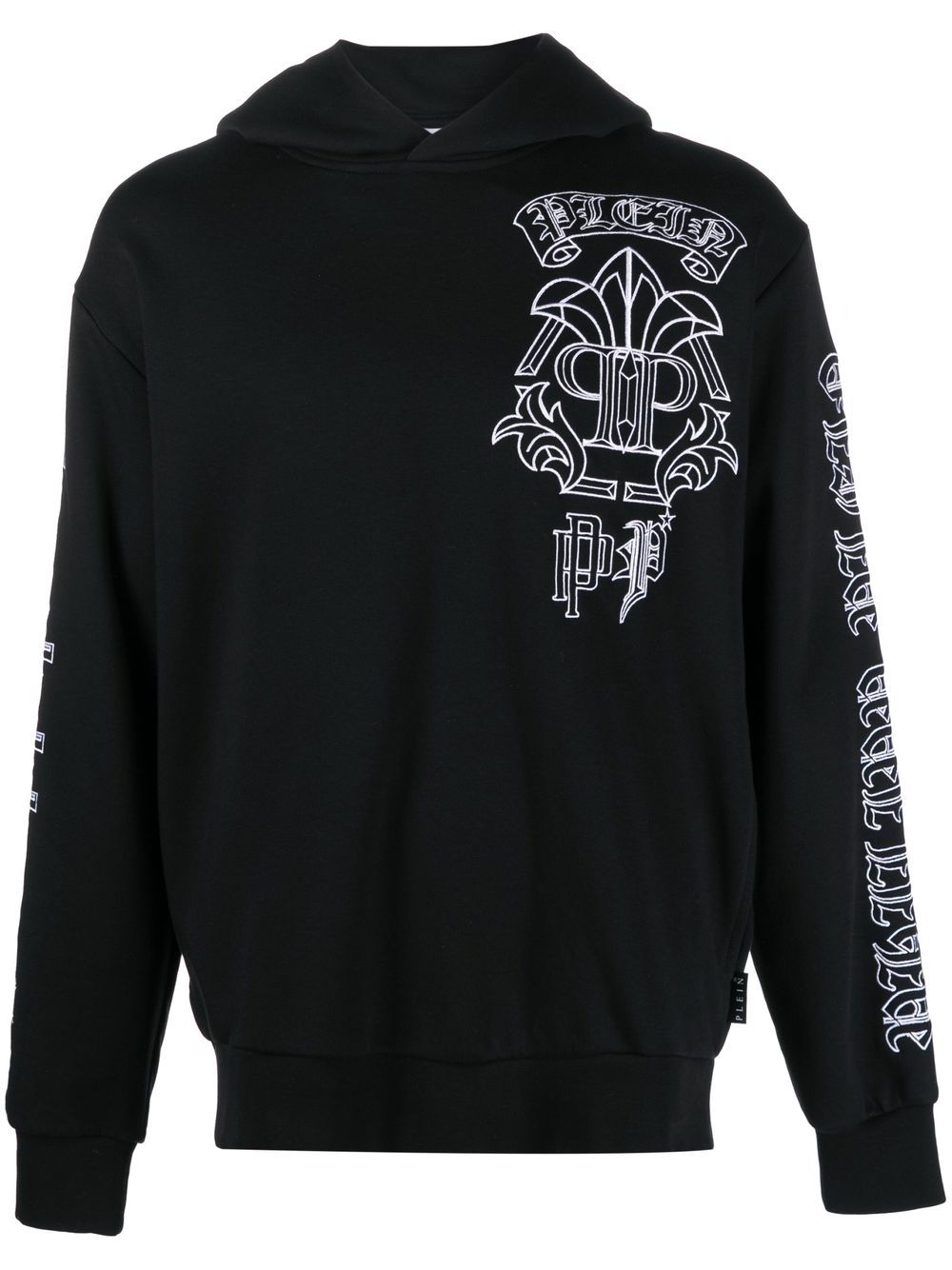 Philipp Plein skull-print logo-embroidered hoodie - Black von Philipp Plein