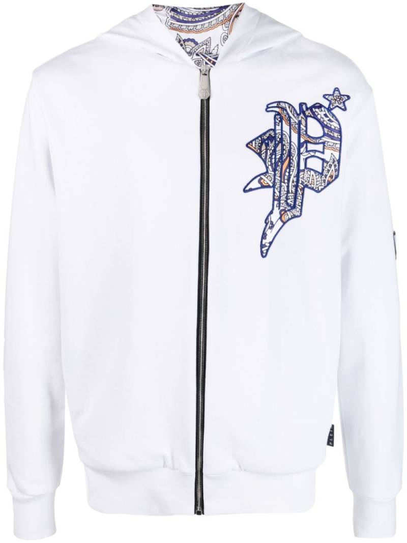 Philipp Plein skull-print satin-lined hoodie - White von Philipp Plein