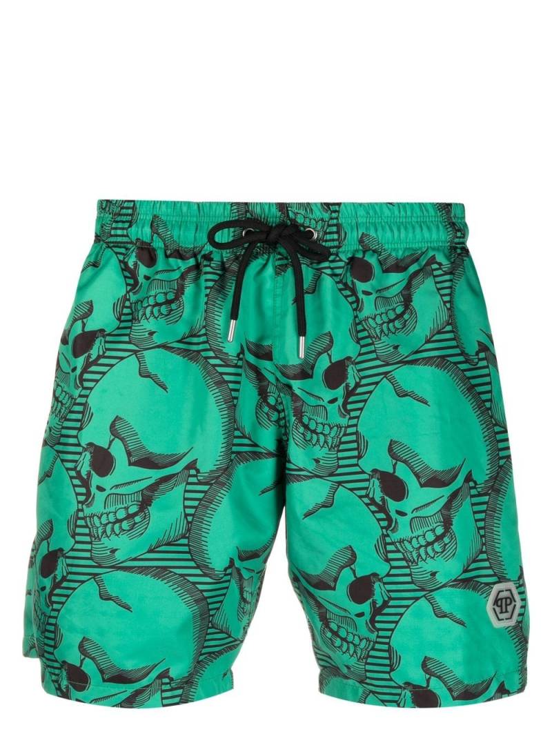 Philipp Plein skull-print swim shorts - Green von Philipp Plein