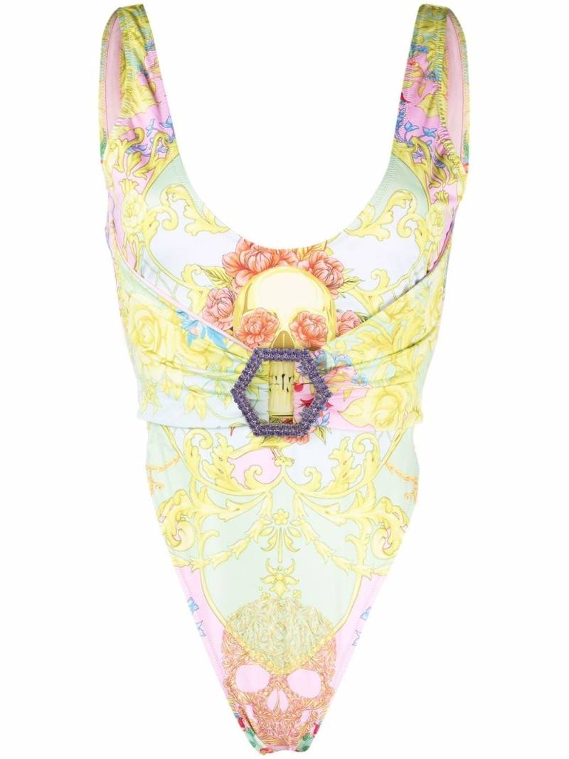 Philipp Plein skull-print swimsuit - Pink von Philipp Plein