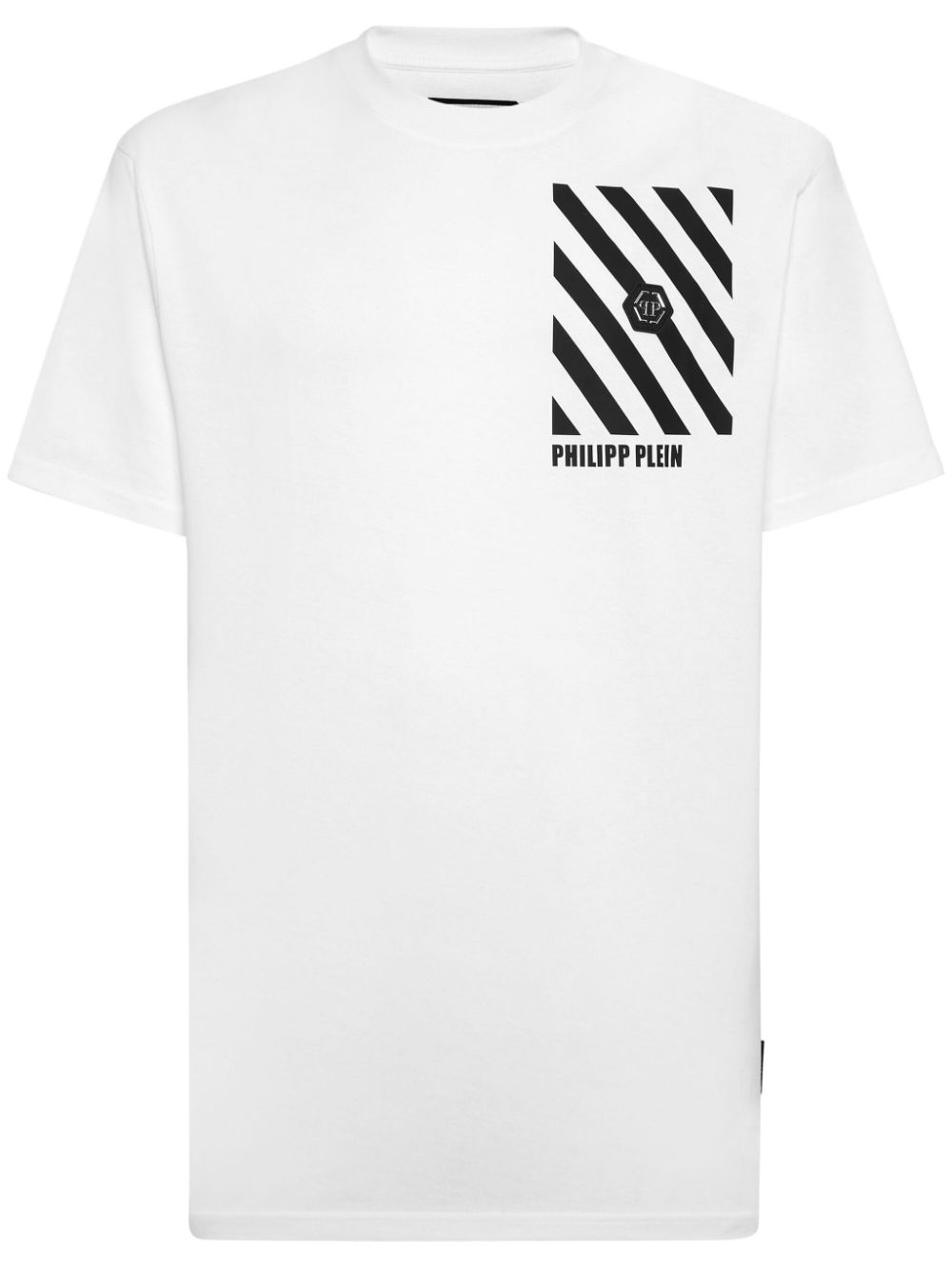 Philipp Plein striped cotton T-shirt - White von Philipp Plein