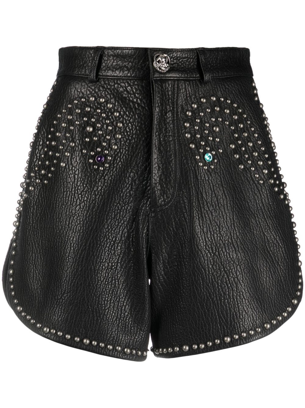 Philipp Plein stud-embellished leather hot pants - Black von Philipp Plein