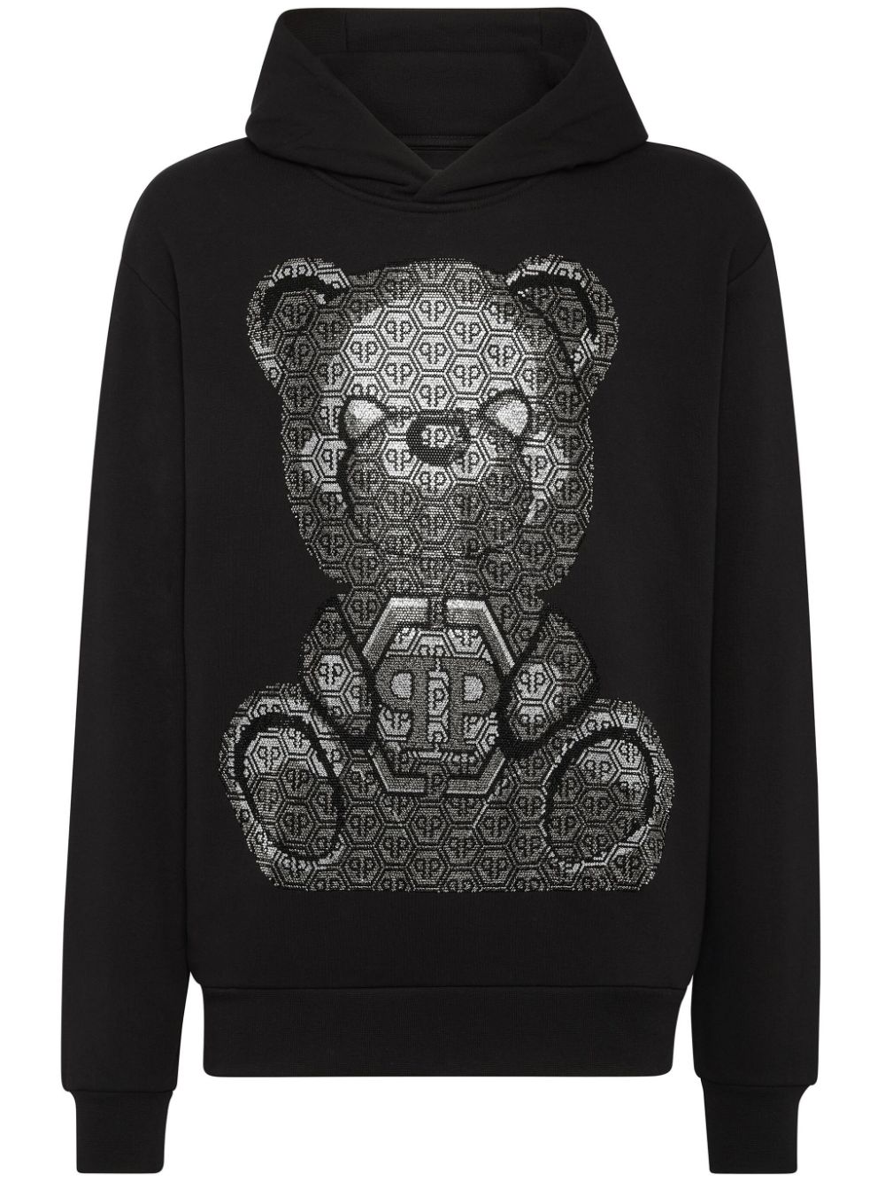 Philipp Plein teddy bear-print cotton hoodie - Black von Philipp Plein