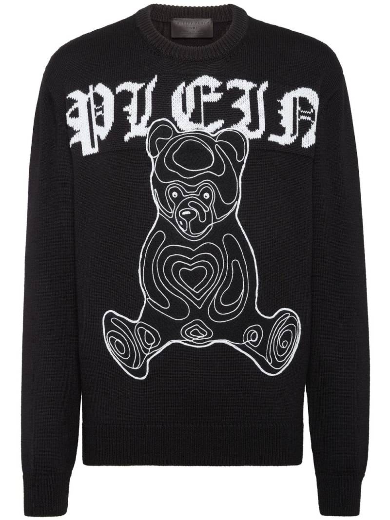 Philipp Plein teddy bear-print wool jumper - Black von Philipp Plein