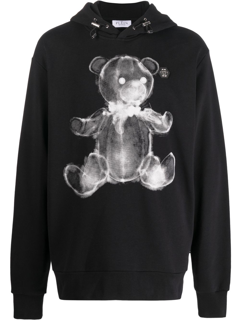 Philipp Plein teddy print cotton hoodie - Black von Philipp Plein
