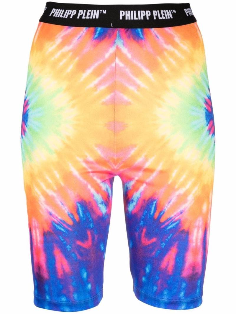 Philipp Plein tie dye-print cycling shorts - Blue von Philipp Plein