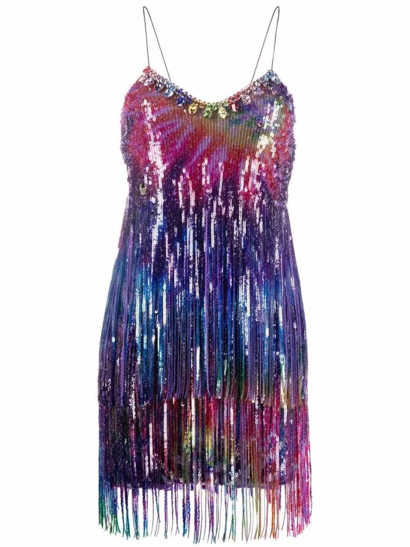 Philipp Plein tie-dye print fringed dress - Purple von Philipp Plein