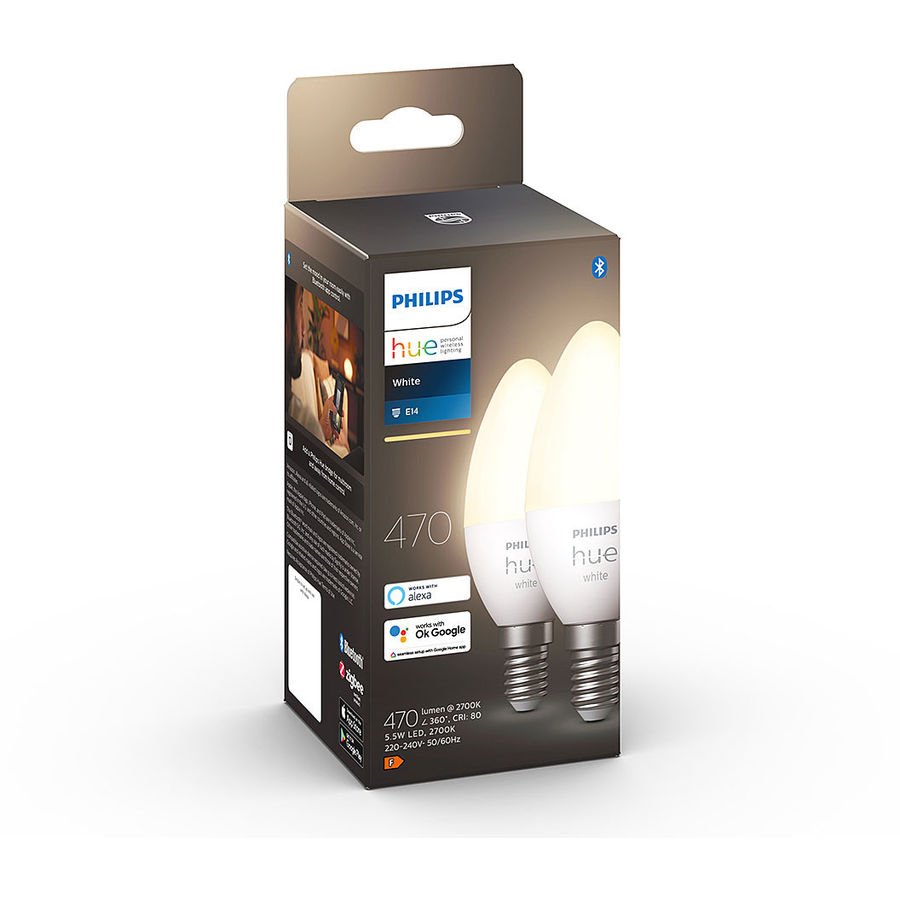 Philips Hue Philips Hue LED Kerze E14 Weiss 5.5 W 2 Stück Philips Hue Philips Hue LED Kerze E14 Weiss 5.5 W 2 Stück von Philips Hue