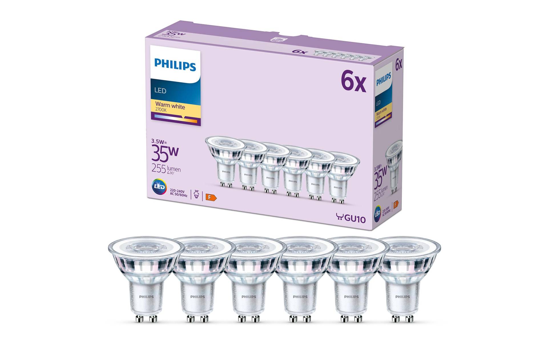 Philips LED-Leuchtmittel »(35W), 3.5W, GU10, Wa«, GU10, Warmweiss von Philips