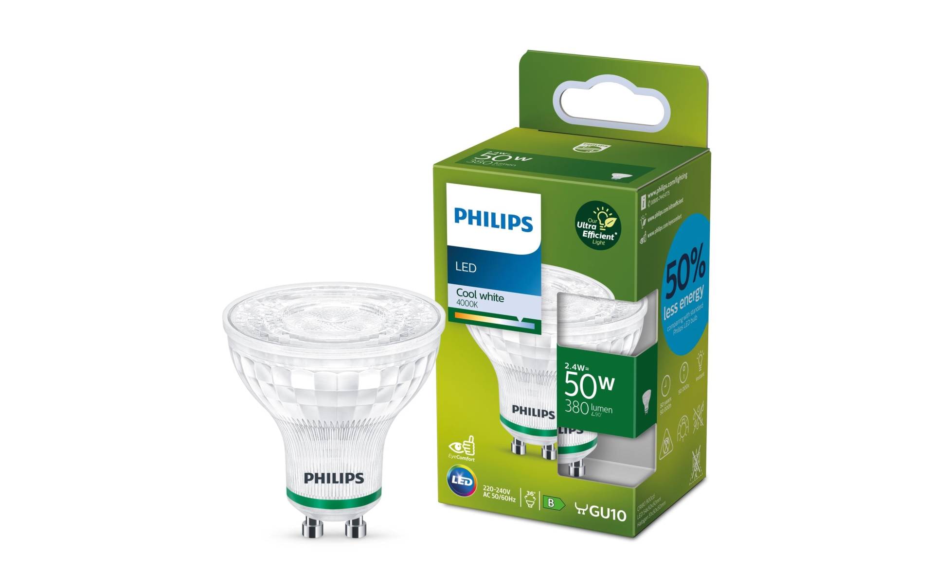 Philips LED-Leuchtmittel »2.4W (50W), GU10, Neu«, GU10, Neutralweiss von Philips