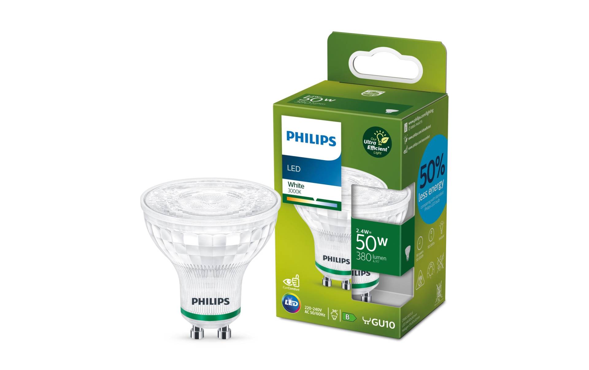 Philips LED-Leuchtmittel »2.4W (50W), GU10, War«, GU10, Warmweiss von Philips