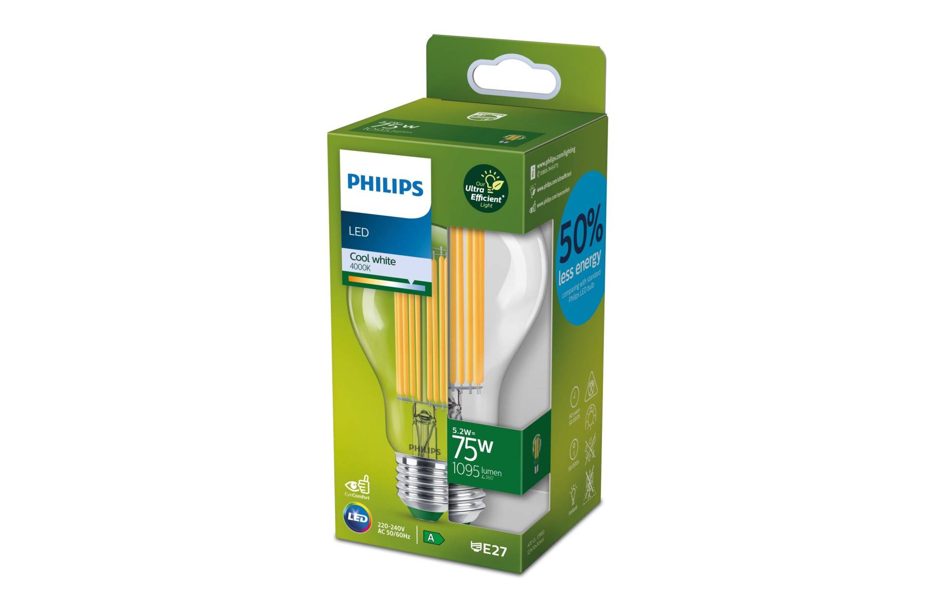 Philips LED-Leuchtmittel »5.2W (75W) E27, Tages«, E27, Tageslichtweiss-Kaltweiss von Philips