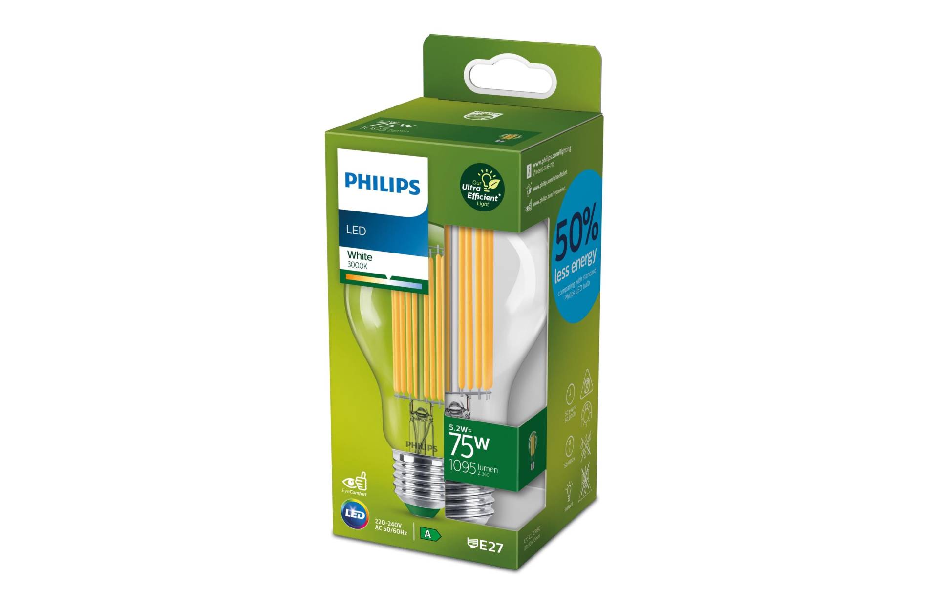 Philips LED-Leuchtmittel »5.2W (75W) E27, Warmw«, E27, Warmweiss von Philips