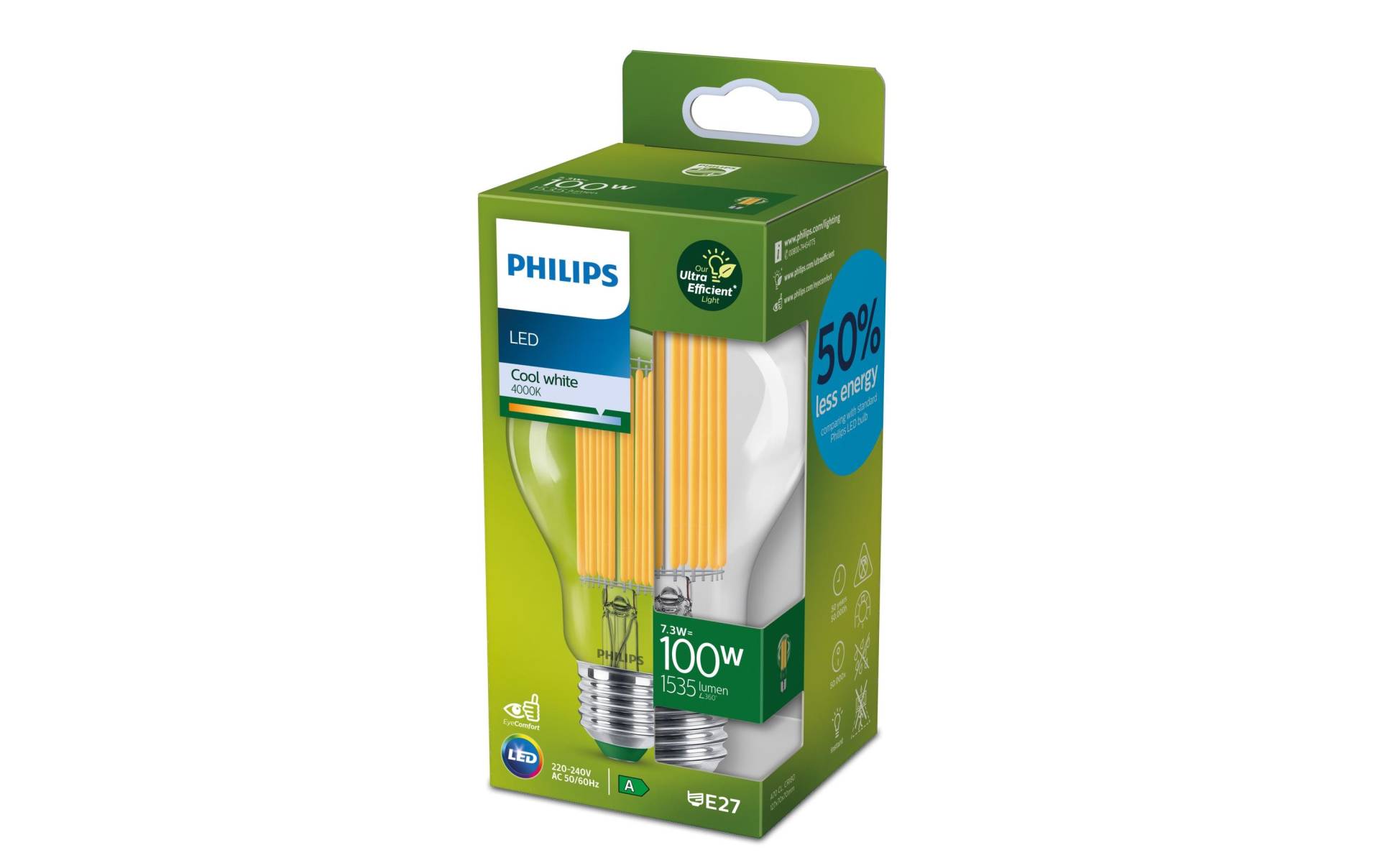Philips LED-Leuchtmittel »7.3W (100W) E27, Tage«, E27, Tageslichtweiss-Kaltweiss von Philips