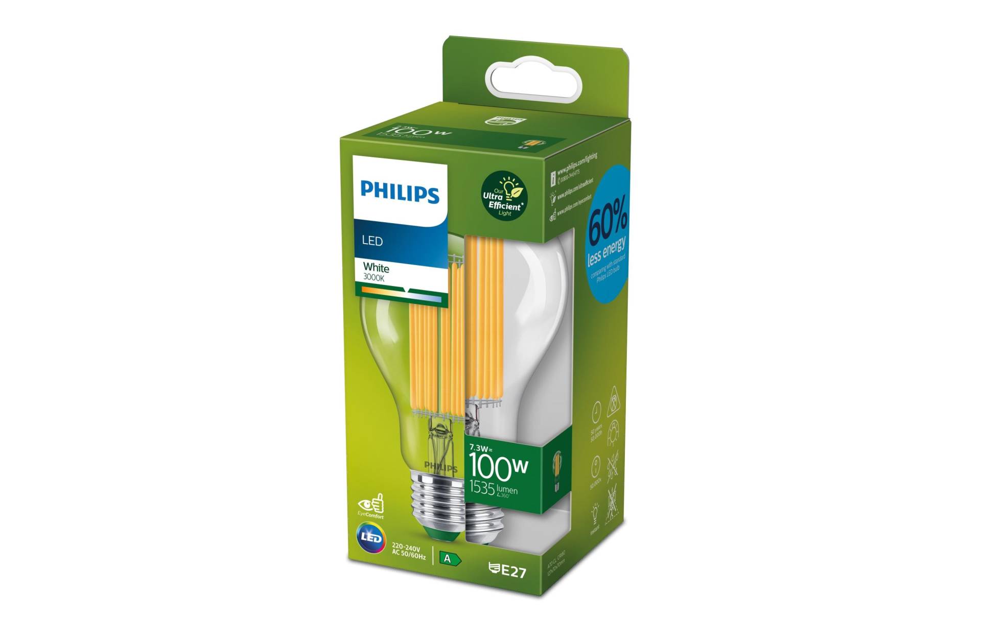 Philips LED-Leuchtmittel »7.3W (100W) E27, Warm«, E27, Warmweiss von Philips