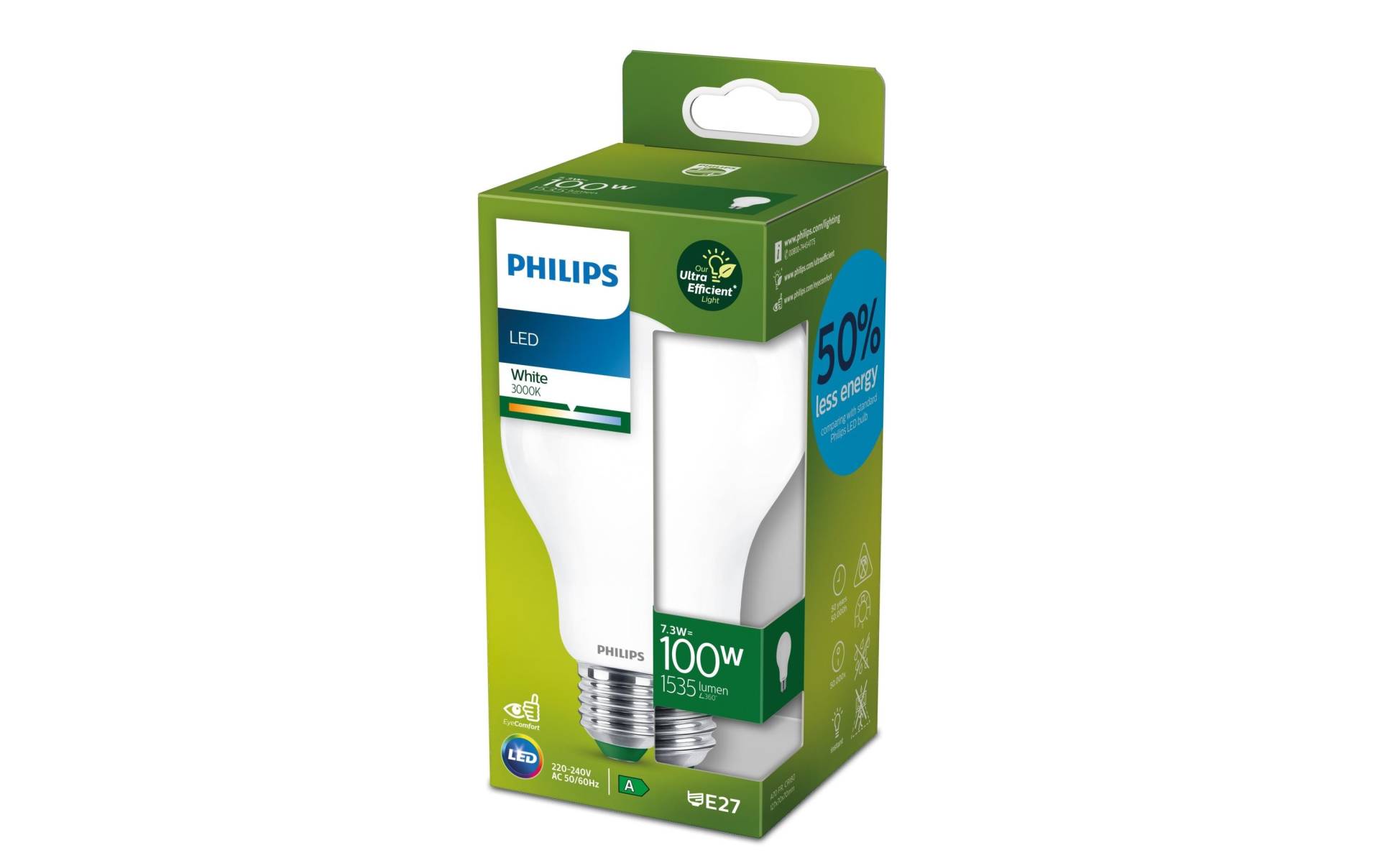 Philips LED-Leuchtmittel »7.3W (100W) E27, Warm«, E27, Warmweiss