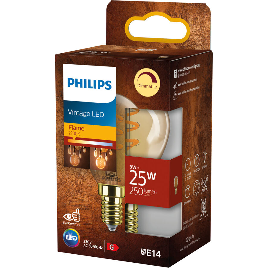 Philips Philips LEDclassic Lampe Gold ersetzt 25W, E14,  warmweiß (2200 Kelvin), Dekolampe, dimmbar von Philips