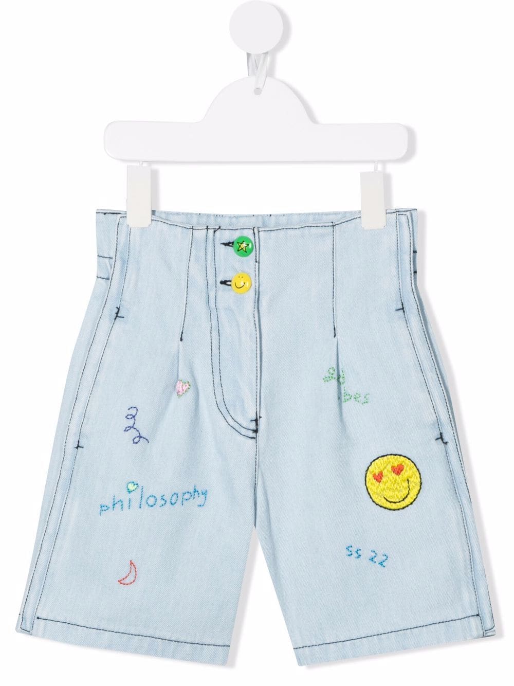 Philosophy Di Lorenzo Serafini Kids embroidered contrast-stitching denim shorts - Blue von Philosophy Di Lorenzo Serafini Kids