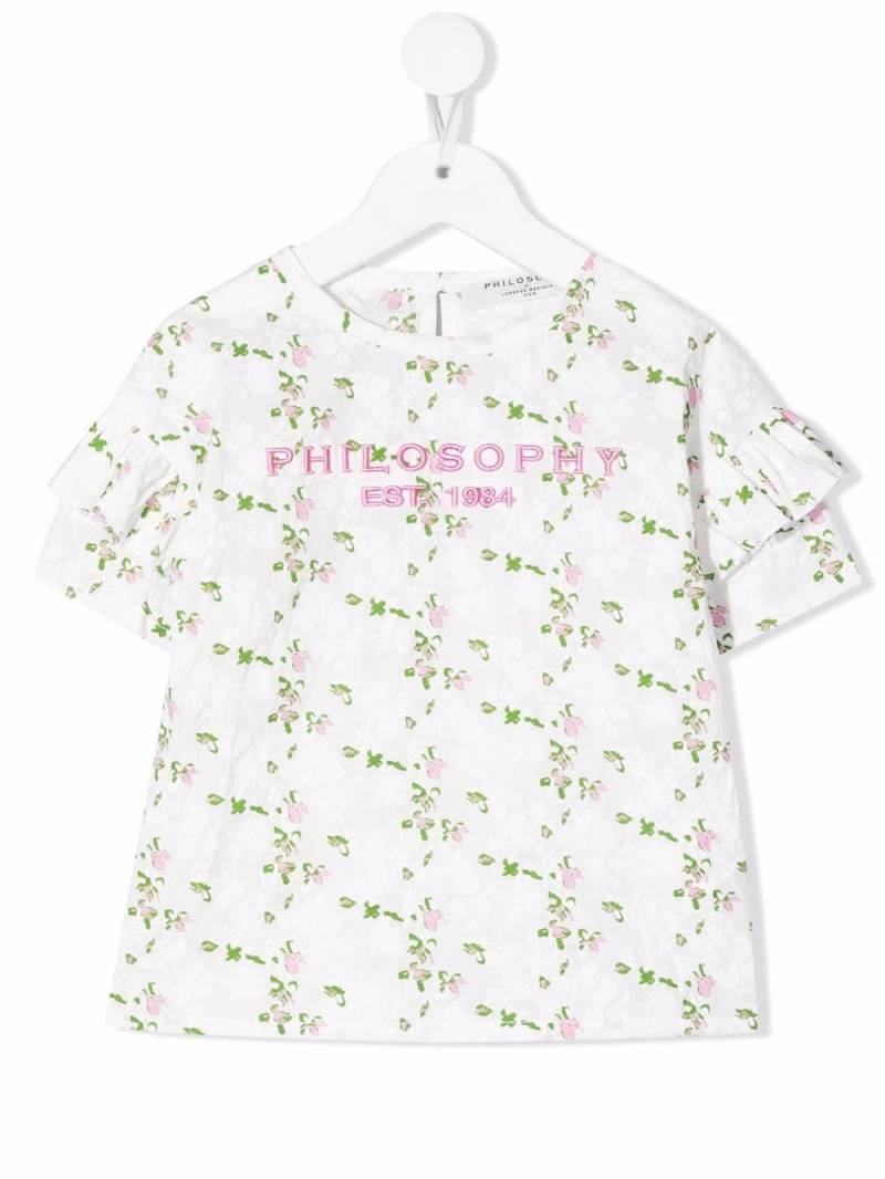 Philosophy Di Lorenzo Serafini Kids floral-print cotton T-Shirt - White von Philosophy Di Lorenzo Serafini Kids