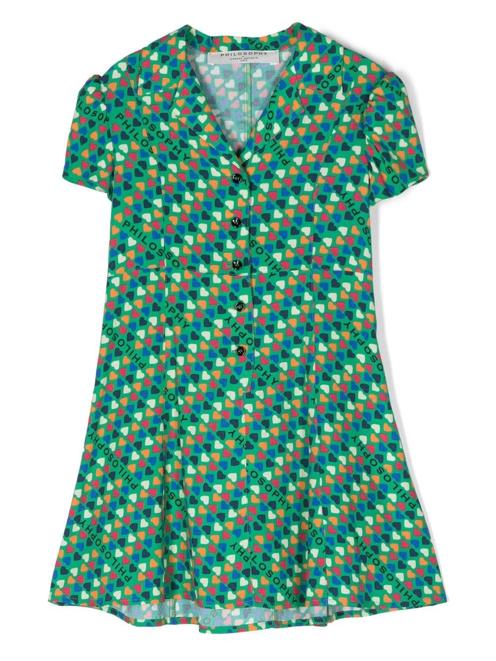 Philosophy Di Lorenzo Serafini Kids heart-print shirt dress - Green von Philosophy Di Lorenzo Serafini Kids