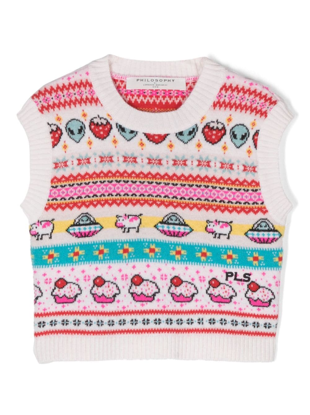 Philosophy Di Lorenzo Serafini Kids intarsia-knit sleeveless top - Pink von Philosophy Di Lorenzo Serafini Kids