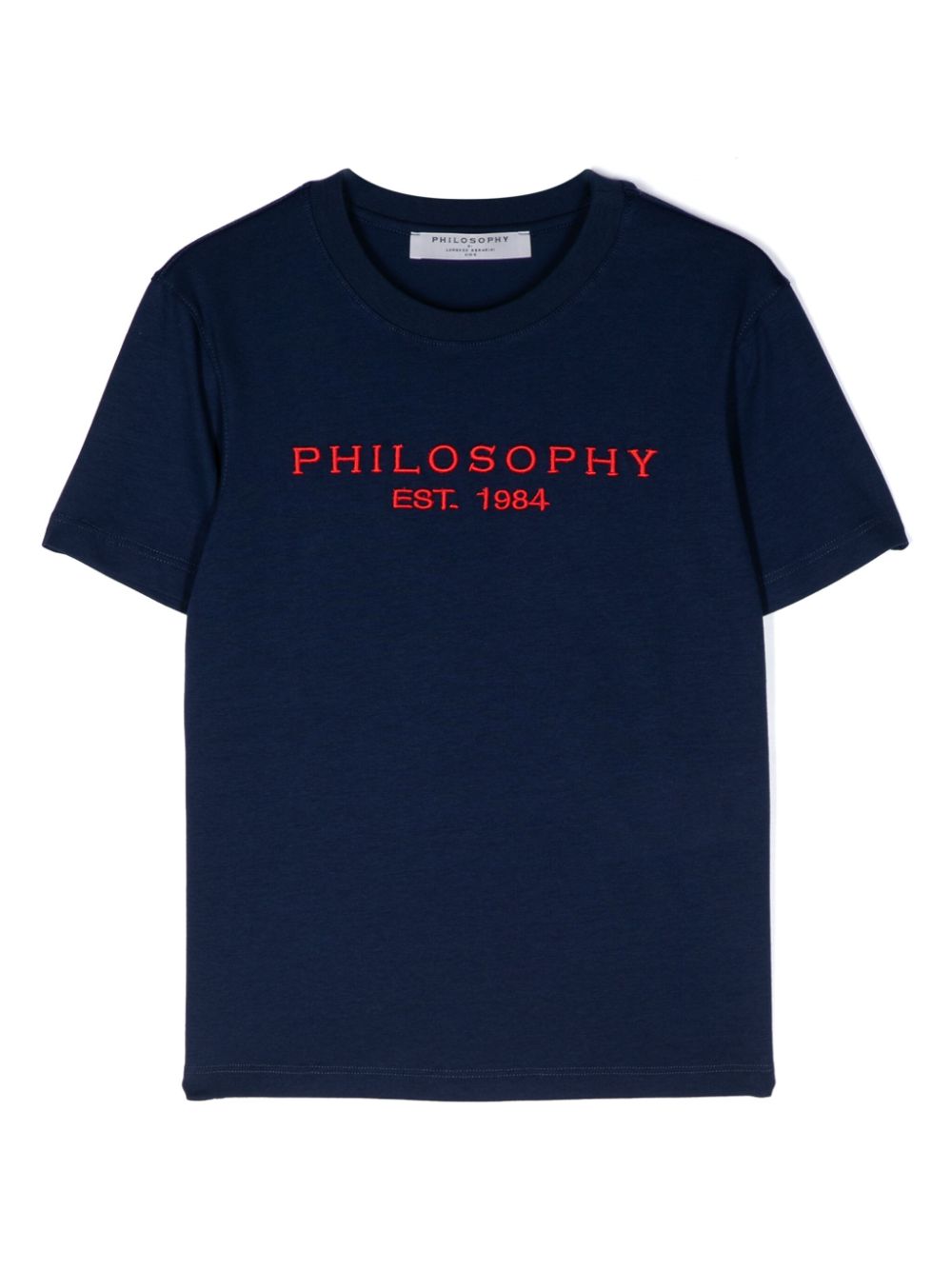 Philosophy Di Lorenzo Serafini Kids logo-embroidered cotton T-shirt - Blue von Philosophy Di Lorenzo Serafini Kids