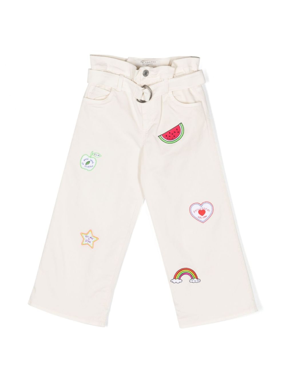 Philosophy Di Lorenzo Serafini Kids patch-detailing belted trousers - White von Philosophy Di Lorenzo Serafini Kids
