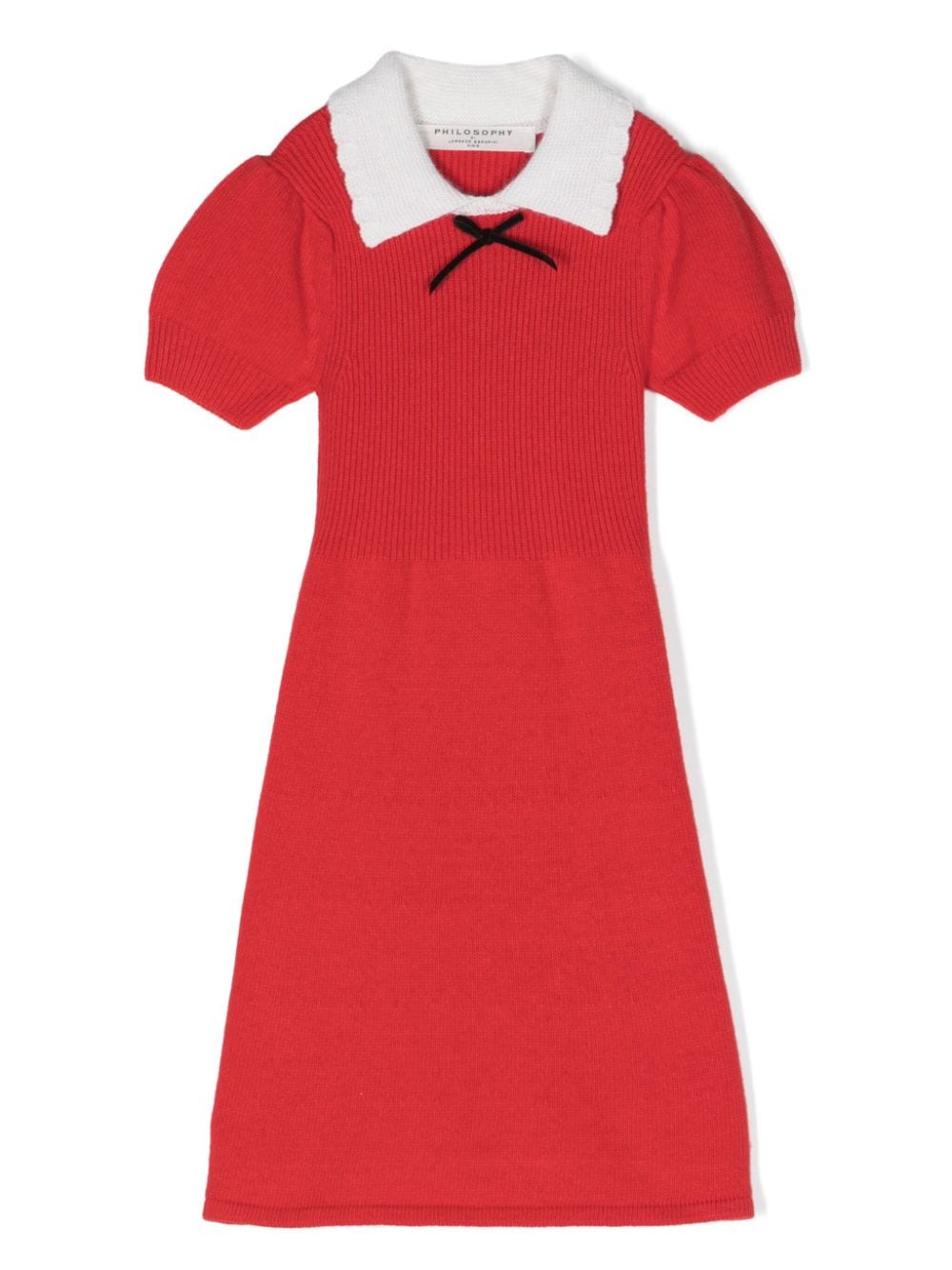 Philosophy Di Lorenzo Serafini Kids ribbed-knit bow-embellished dress - Red von Philosophy Di Lorenzo Serafini Kids